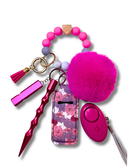 Mini Beaded Wristlet : Pink Passion & Plum Roses