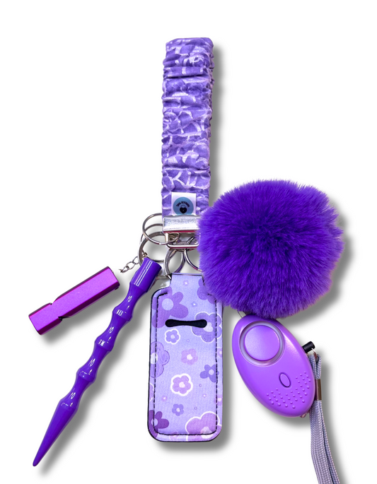 Mini Scrunchie Wristlet: Purple Violet Roses