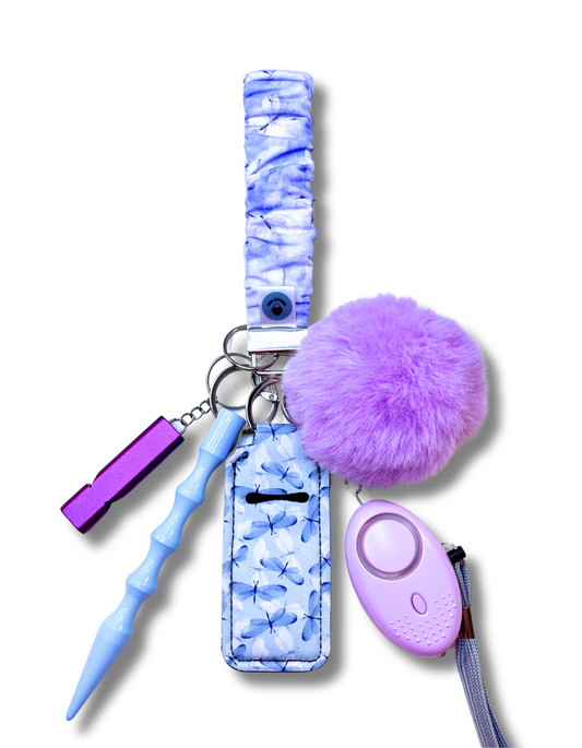 Mini Scrunchie Wristlet: Purple Lilac Butterflies & Fireflies