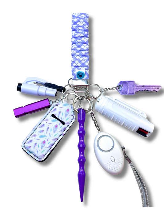 MAX Scrunchie Wristlet: Purple Argyle & Feathers