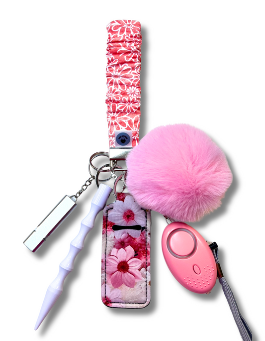 Mini Scrunchie Wristlet: Pink Grapefruit Daisies