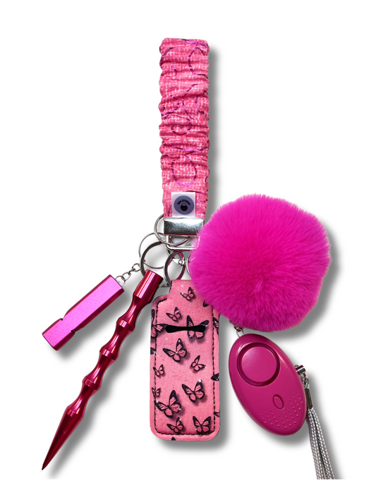 Mini Scrunchie Wristlet: Pink Passion Butterflies