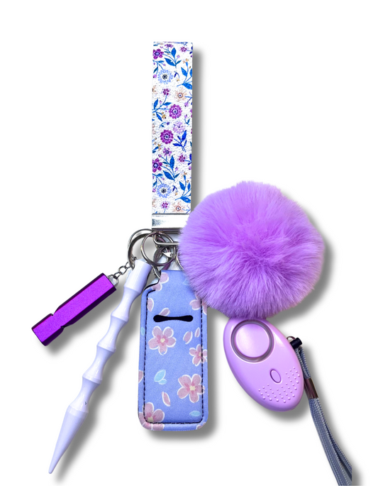 Mini FX Leather Wristlet: Purple Lilac Crystal Flowers