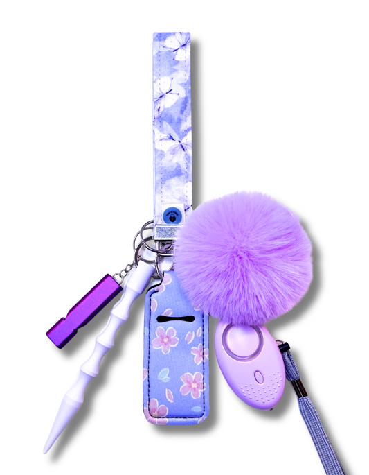 Mini Strap Wristlet: Purple Lilac Butterflies