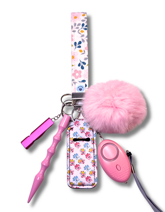 Mini Strap Wristlet: Pink Blush Flowers & Owls